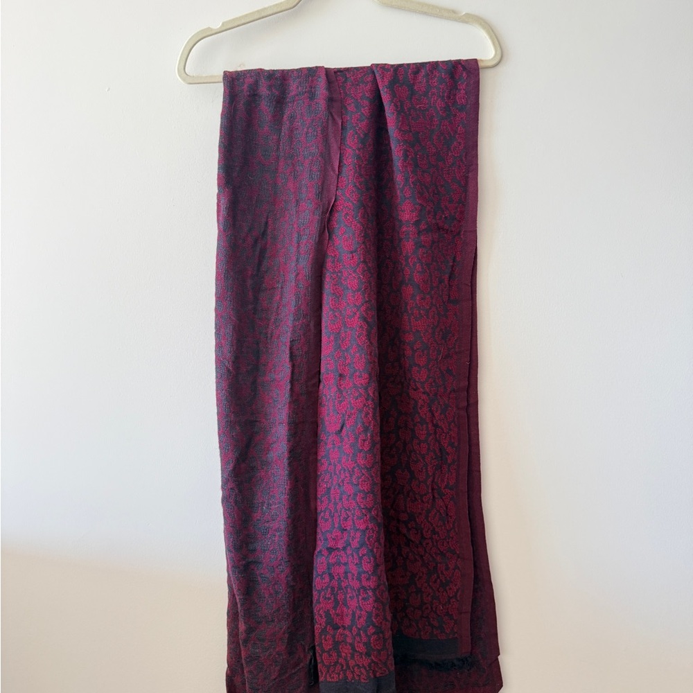 Maje Burgundy and Black Scarf